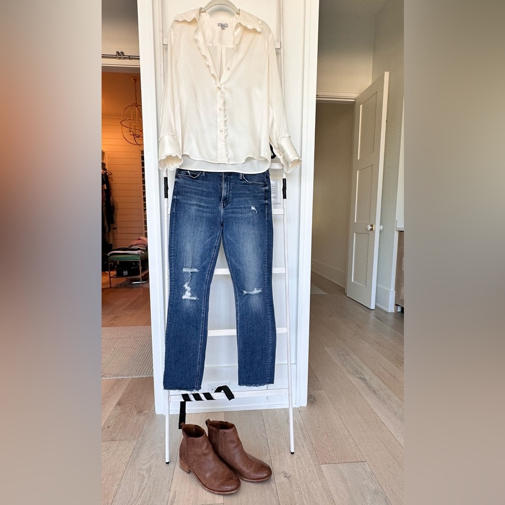 Mother Jeans The Mid Rise Dazzler Ankle Fray size 28